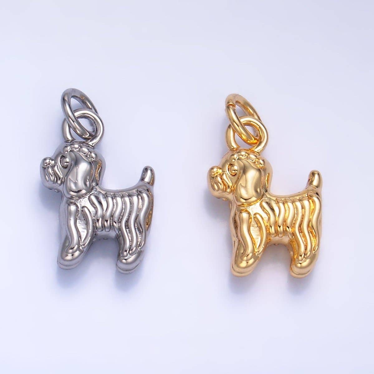 Aim Eternal - Wholesale Individual Charm/Pendant - 24K Gold Filled Bichon Frise Labradoodle Pet Dog Multidimensional 3D Charm in Gold & Silver | W2393