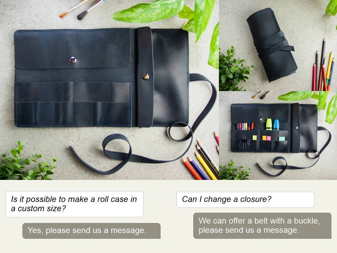 Pikore – wholesale Pencil case/pouch – Artist roll up, Leather pencil roll, Pen roll case4