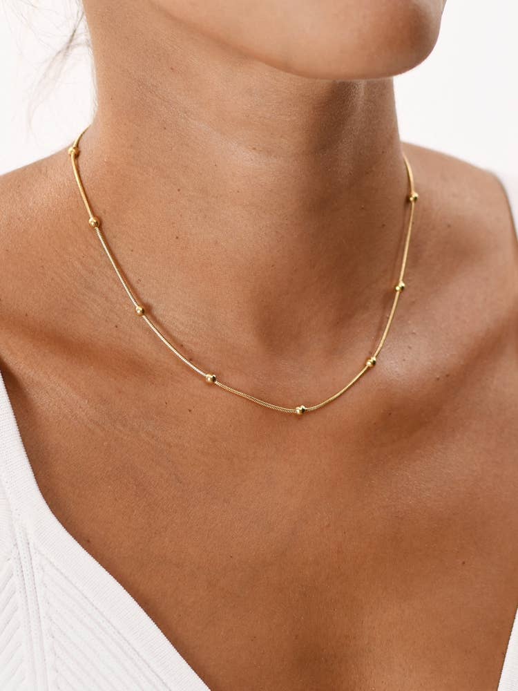 or Chaîne de collier en acier inoxydable avec perles en vente sur Faire