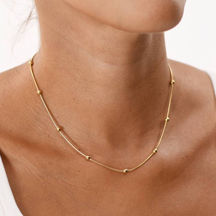 gold Stainless Steel Necklace Chain with Balls for wholesale on Faire