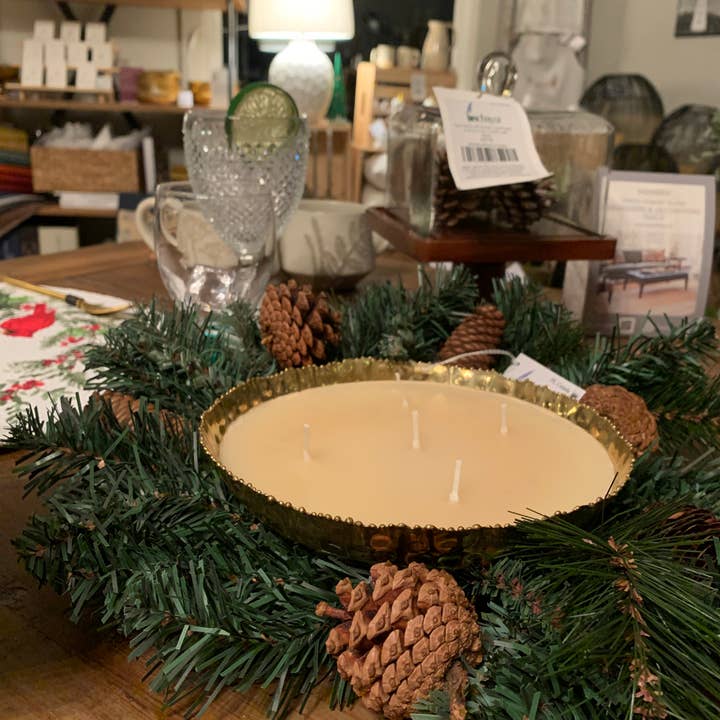 Indriya Home - Wholesale Votive Candle - Urli shaped Hammered Metal Holiday Candle – Gold & Silver5