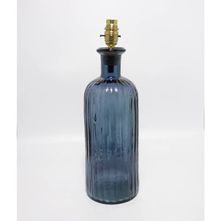 Jarapa - Wholesale Accent/Desk Lamp - 41cm Recycled Glass Ripple Navy Lamp (1/case)