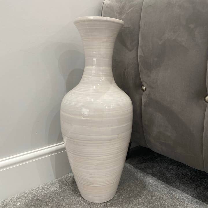 Marissa's Gifts – wholesale Vase – White handmade bamboo vase 60cm tall floor or table vase0