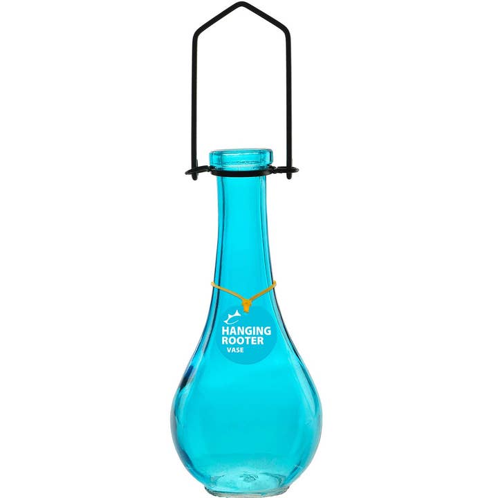 Hanging Propagation Vase, Drop Bottle, Aqua for wholesale by Couronne Co.