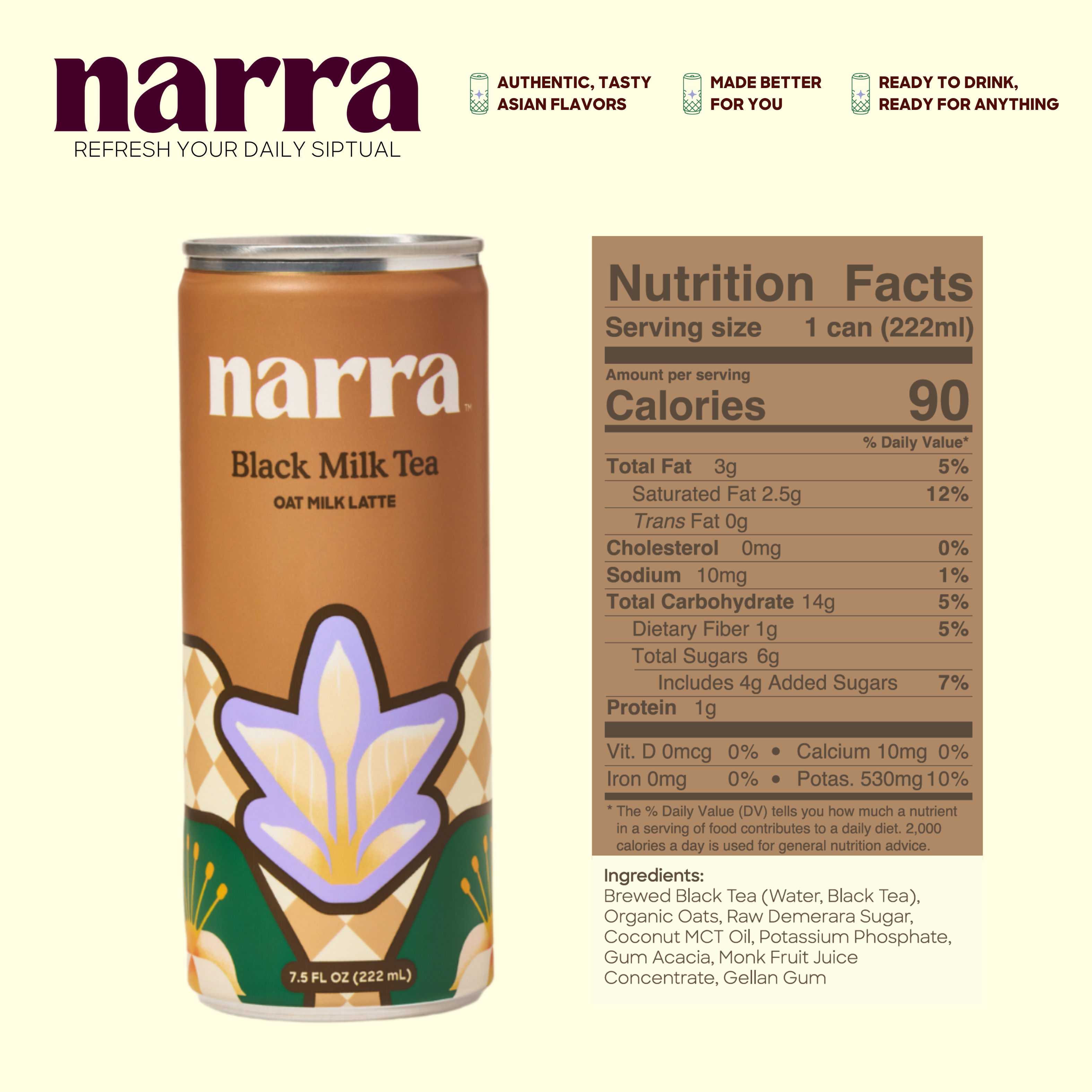 Narra - Wholesale Iced Tea - Black Milk Tea (Oat Milk Latte) | 12 Pack5