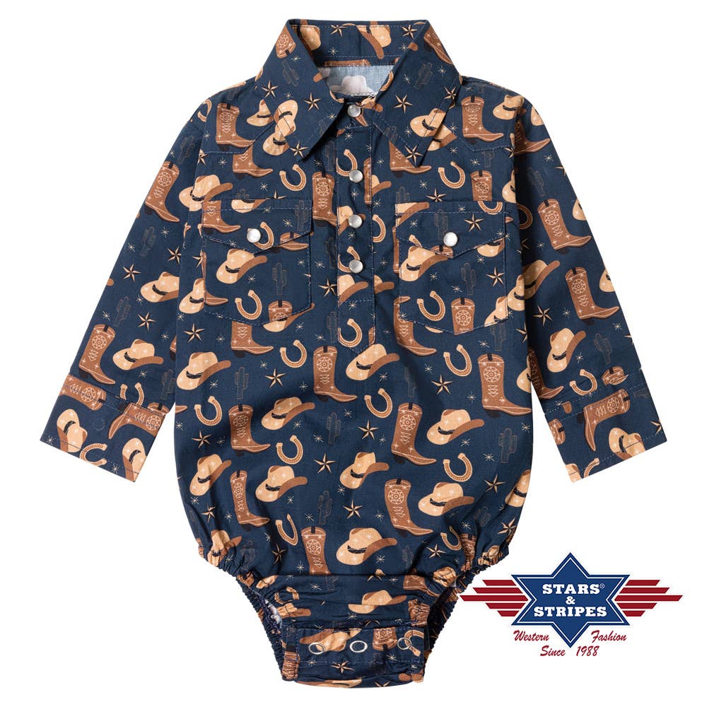 Stars & Stripes® – wholesale Overall - Baby – Baby bodysuit med långa ärmar - Baby Cowboy0