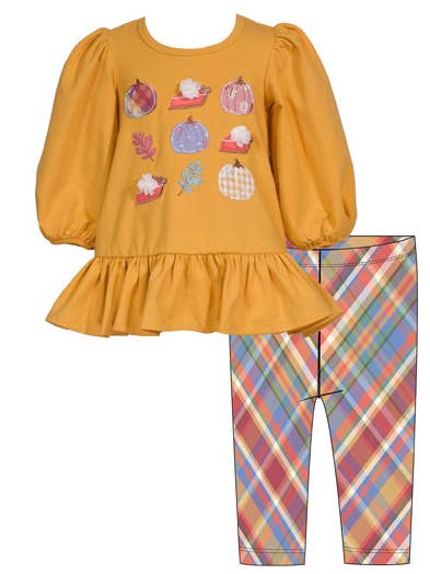 Conjunto de leggings con estampado de cosecha con motivo de Acción de Gracias para niña para venta al por mayor de Bonnie Jean