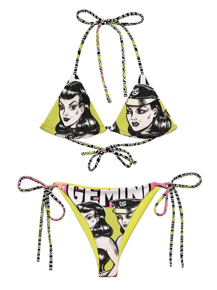 Gemini All-over print string bikini for wholesale by Axis Mundi Art & Design
