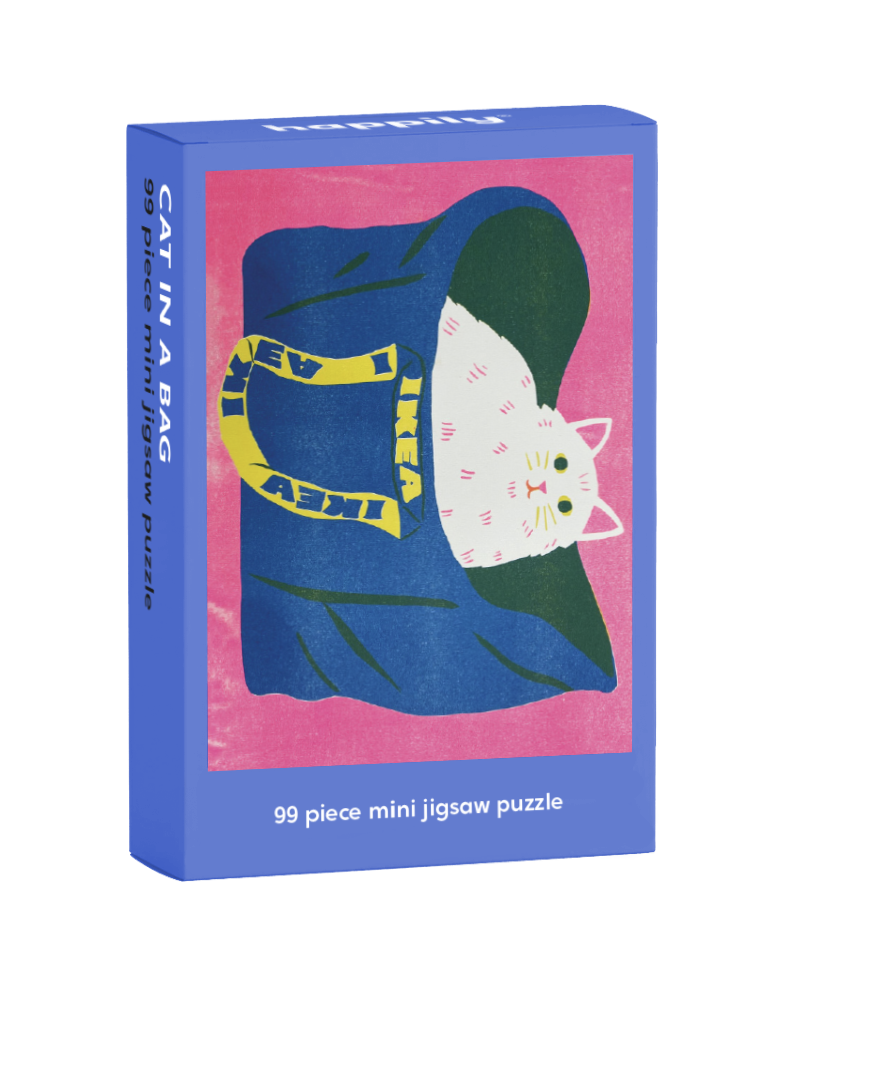Happily Puzzles – Großhandel Puzzle - Erwachsene – Katze in einer Tasche — 99-teiliges Mini-Puzzle1