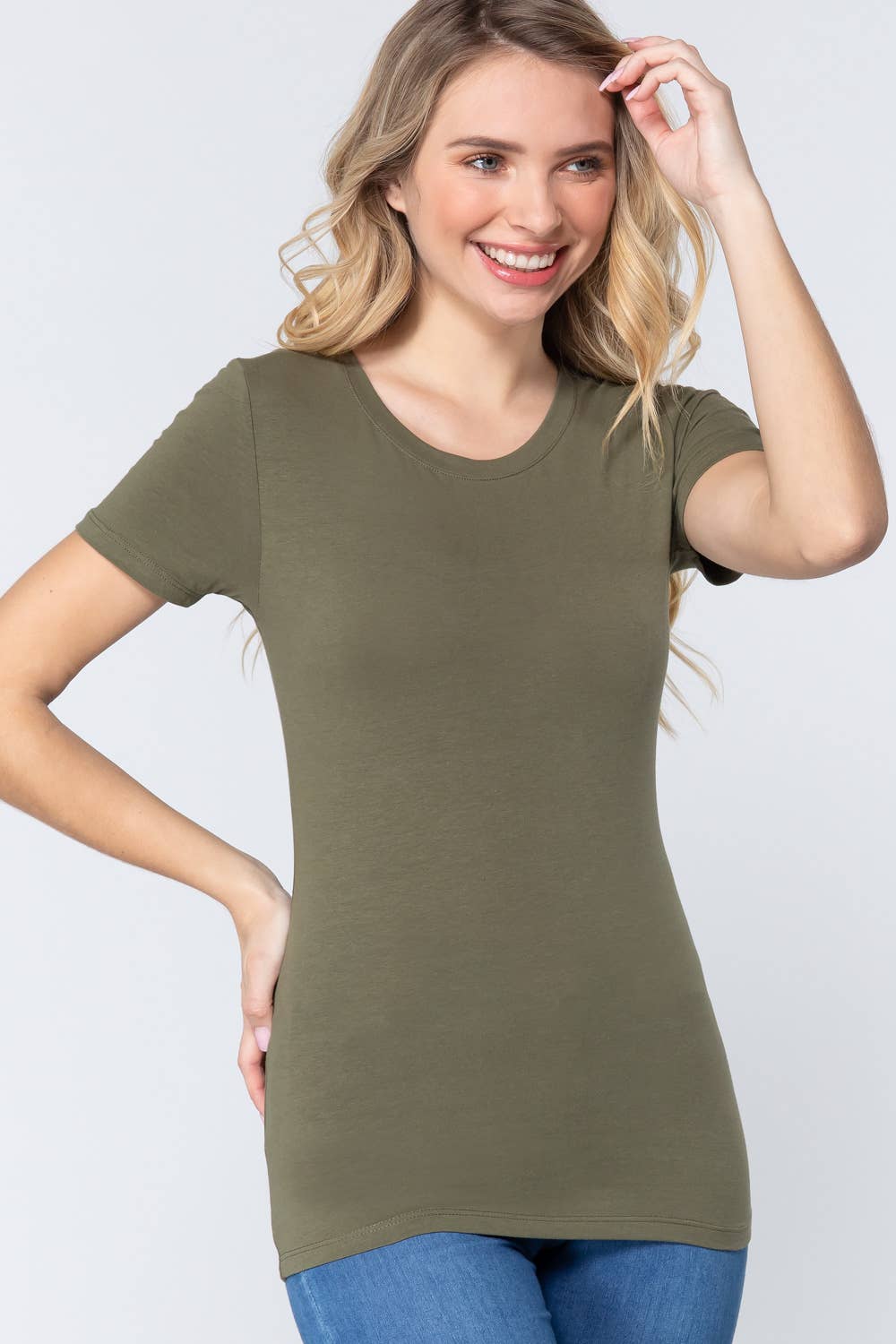Active Basic | Active USA - Vente T-shirt – femme - Top en jersey de coton et élasthanne à manches courtes et col rond49