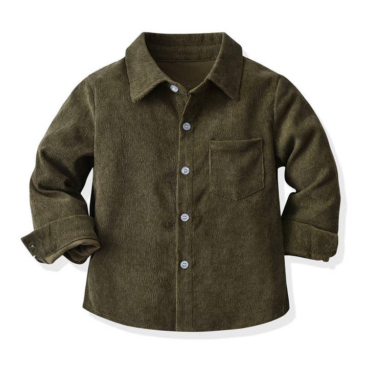 Green Boys' Baby Corduroy Casual Shirt Jacket for wholesale on Faire