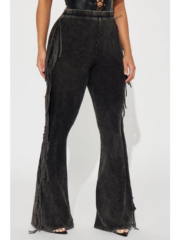 5besties inc - Wholesale Pants - Women's - Mineral Wash Fringe Detail Pants12