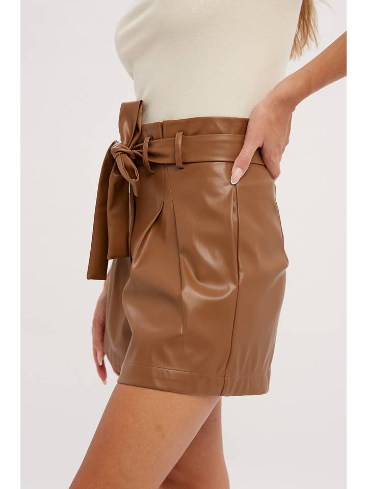 Bluivy - Wholesale Shorts – Women’s - HIGH WAISTED VEGAN LEATHER SHORTS21