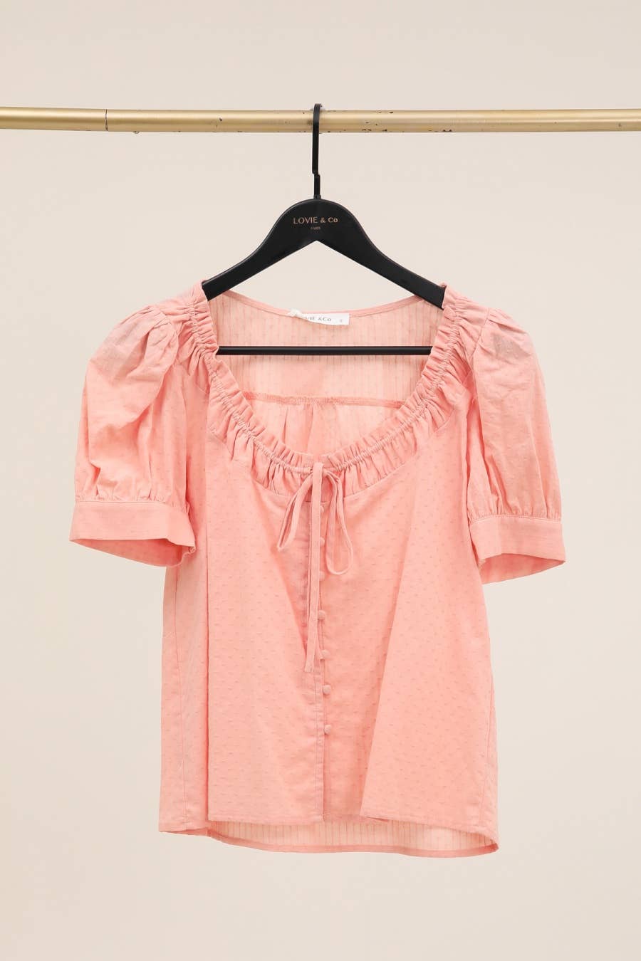 LOVIE & CO - Vente Chemisier – femme - Top manches courtes col froncé à nœud - 4849T-FAITH0