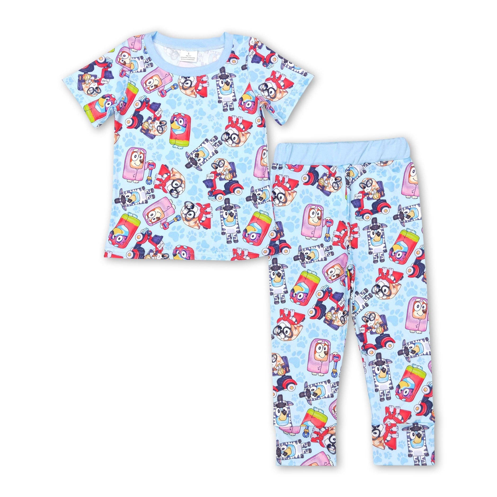 Yawoo Garments - Wholesale Sleepwear Set - Kids - Light blue dogs top pants kids boys pajamas0