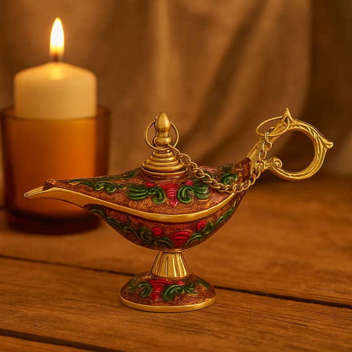 Green Tree - Wholesale Ornament - Brass Lamp Alladin Meena Color 12cm1