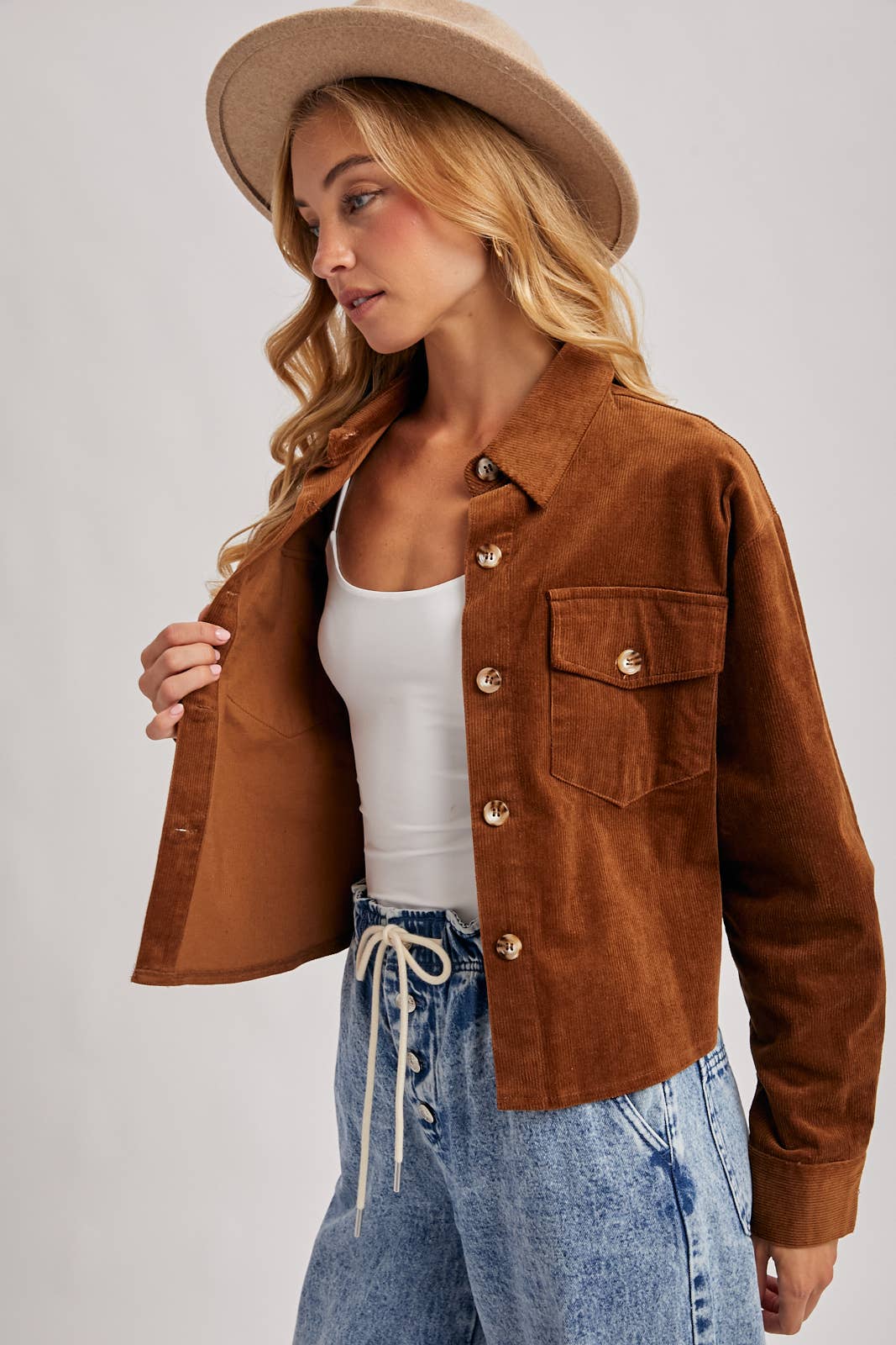 Bluivy - Wholesale Jacket - Women's - CORDUROY CROPPED BUTTON DOWN SHIRT JACKET18
