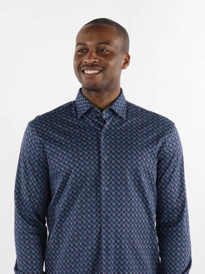 Max Colton James skjorte i marineblå for engroshandel hos Luchiano Visconti