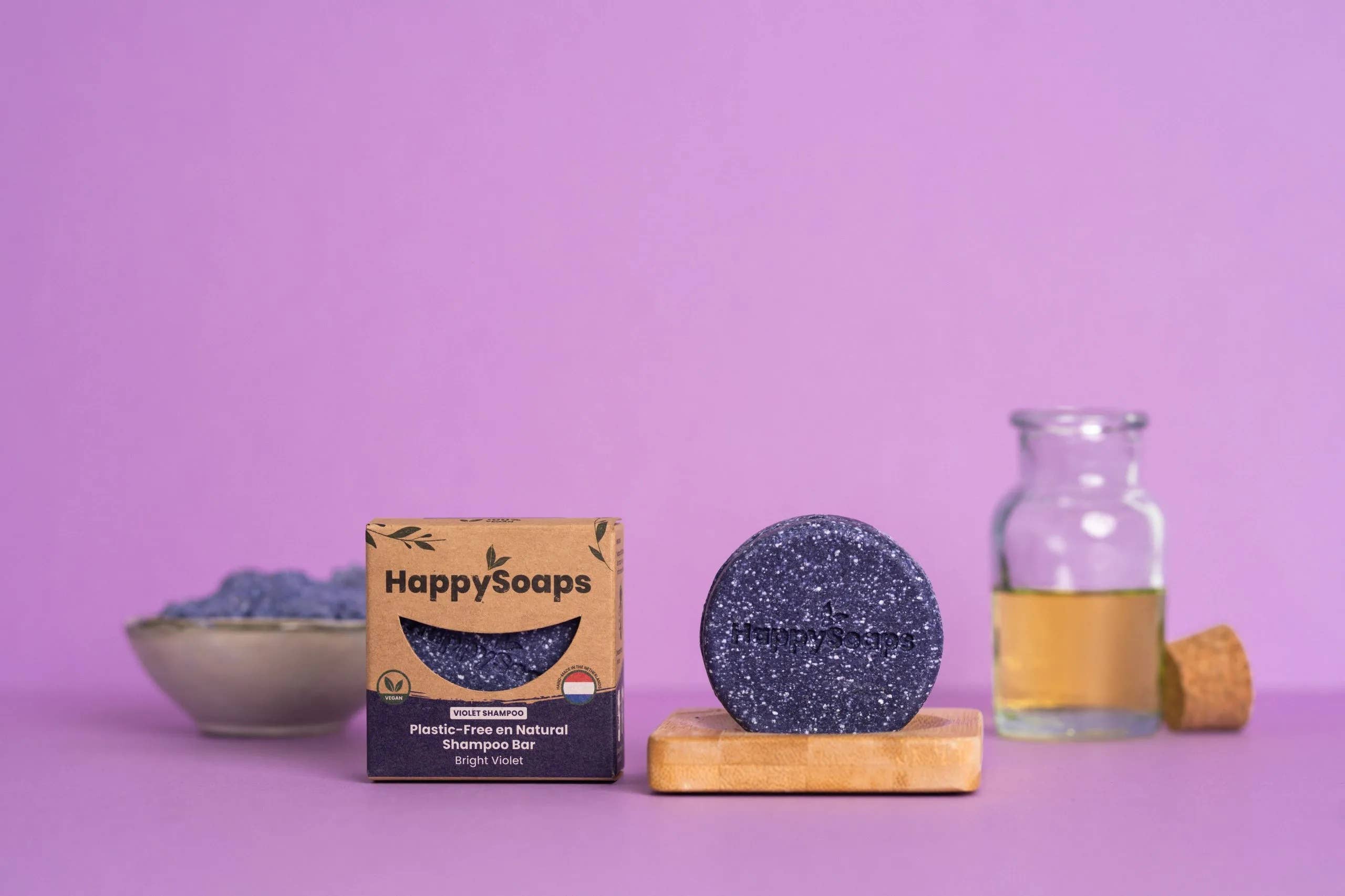 HappySoaps - Wholesale Shampoo Puck/Solid Shampoo - Shampoo Bar – Bright Violet - Silver Shampoo1