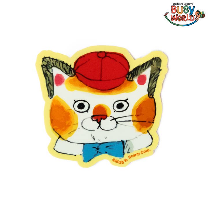 3P4 x Richard Scarry® - Huck Cat Sticker for wholesale by Three Potato Four