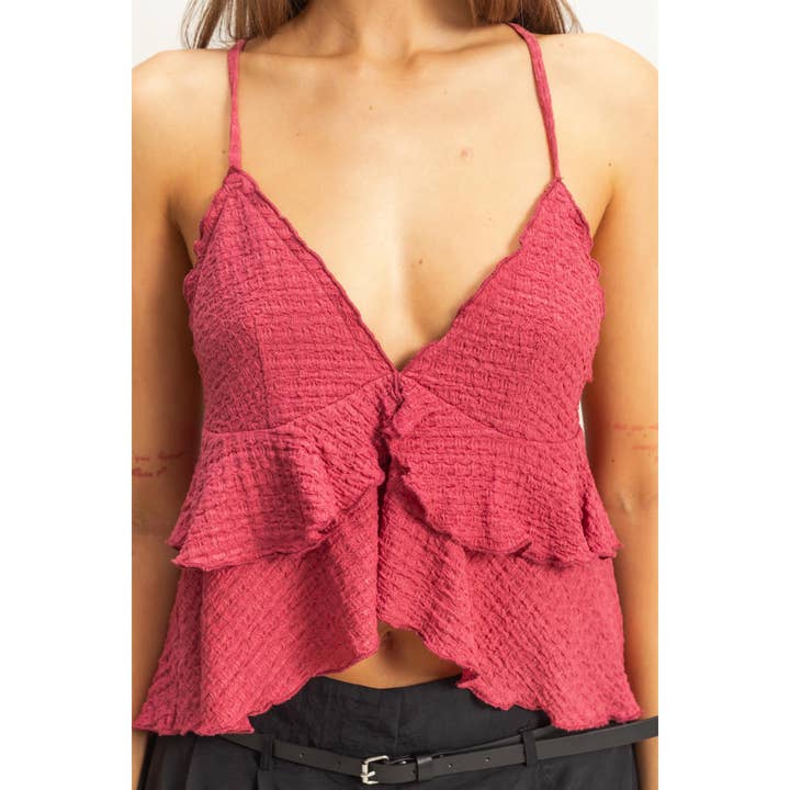 HYFVE - Wholesale Camisole - Women's - HF25A860-V-Neck Ruffled Cami Top