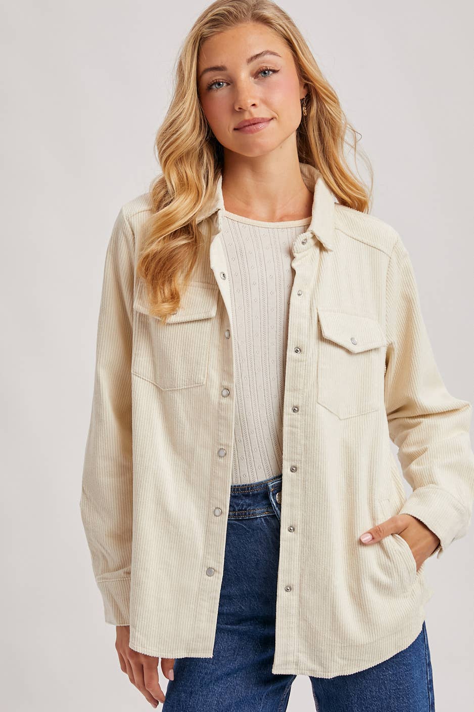 Bluivy – wholesale Shirt Jacket/Shacket - Women’s – CORDUROY BUTTON DOWN SHACKET WITH POCKETS10