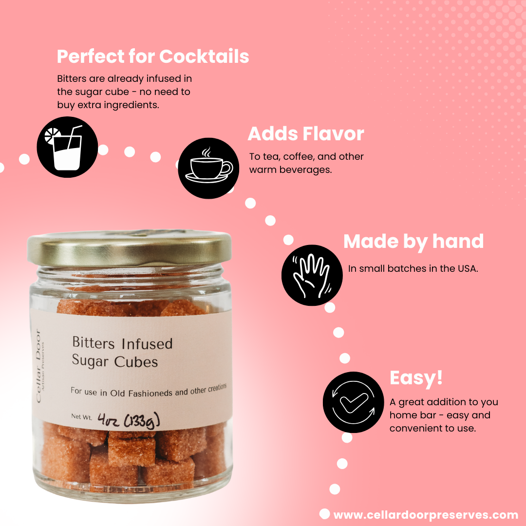 Cellar Door Preserves - Wholesale Cocktail Mix/Syrup - Bitters Infused Sugar Cubes10
