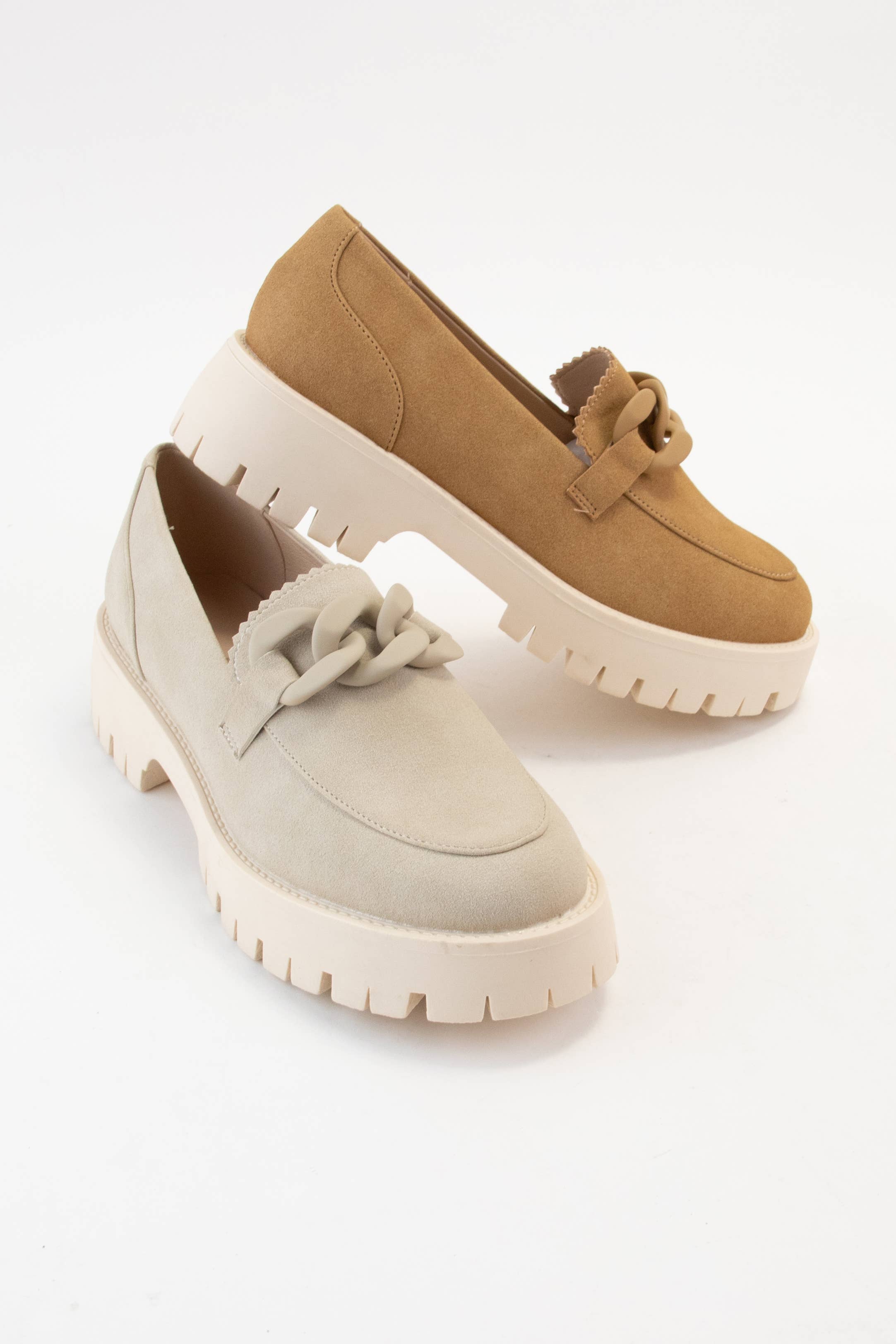 CCOCCI - Wholesale Loafers - Women's - MADISON MATTE FINISHED CHUNKY CHAIN DETAIL LUG SOLE LOAFER17