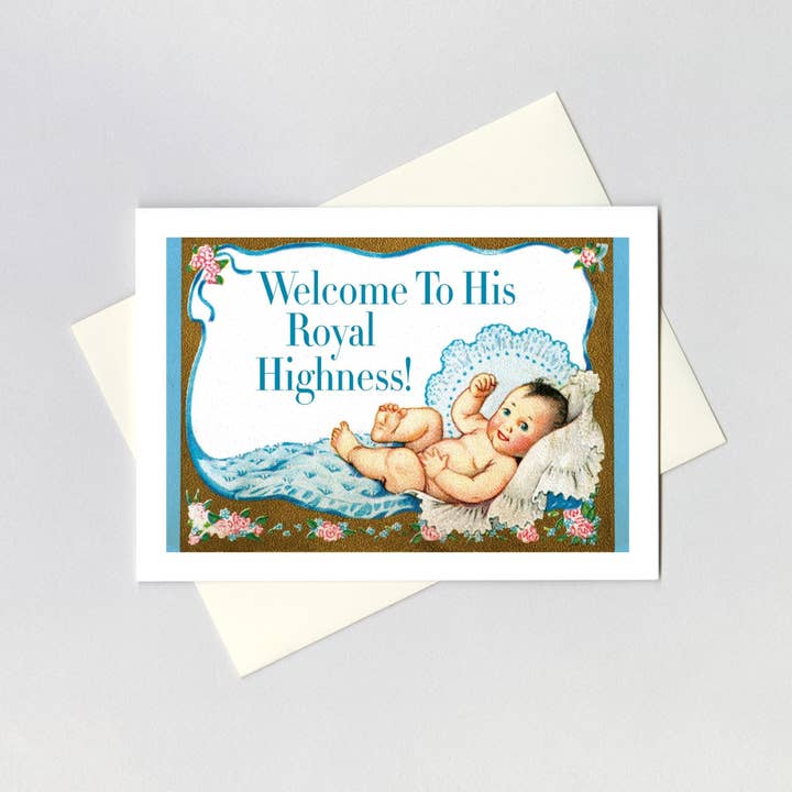 Baby Boy with a Crown - Baby Card for wholesale by Laughing Elephant