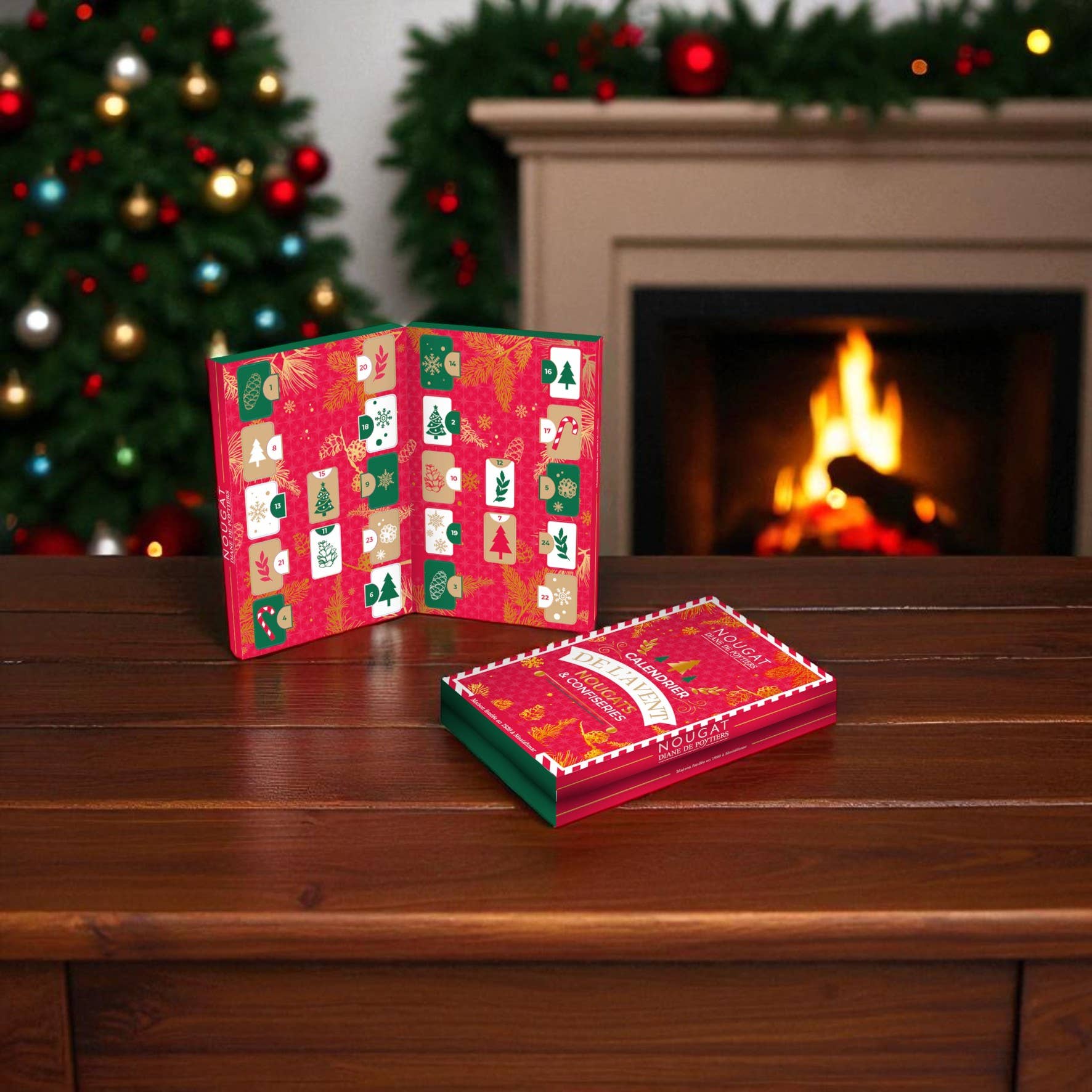 Nougat Diane De Poytiers - Vendita all'ingrosso Calendario dell'avvento - Calendario dell'Avvento con Torrone e Dolciumi - 170 g - Natale1