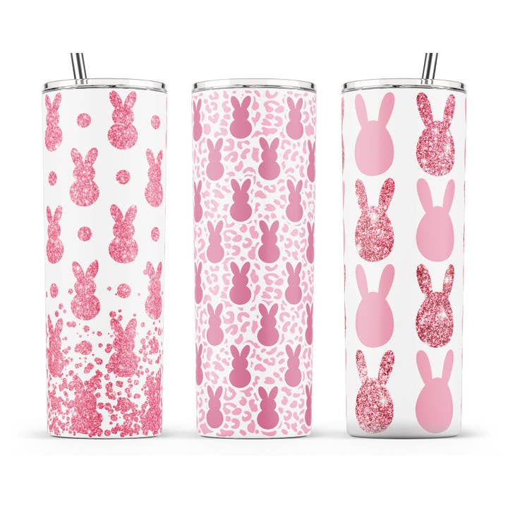 Bicchiere pasquale rosa, decorazione pasquale, bicchiere skinny da 20 once per la vendita all'ingrosso da parte di Dm Crafting