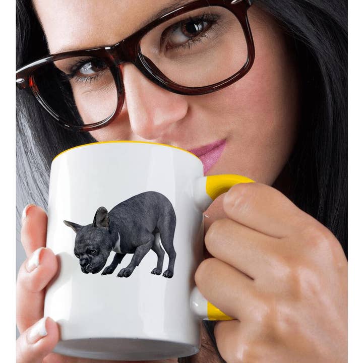 3dRose - Wholesale Coffee Mug - 3dRose, Frenchie Bulldog Blue and White Sniffing and Looking Down Right, Mug1