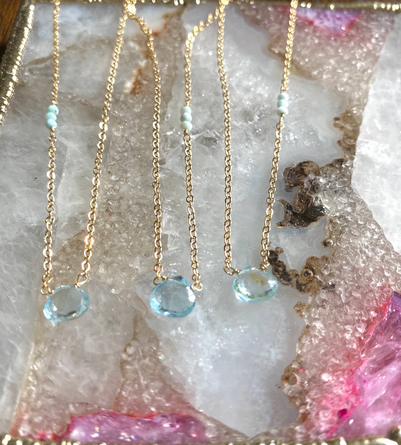 Sonya Renee Jewelry - Wholesale Pendant/Charm Necklace - Dottie Gold Chain Pendant Necklace - Semi-Precious Stone0