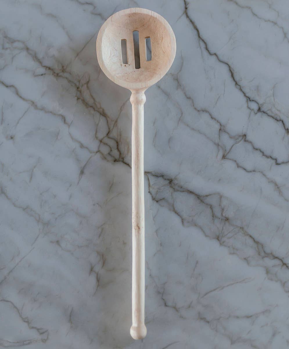 Azizi Life - Wholesale Kitchen Spoon - Hand Carved Wooden Spoon – Merideth Slotted Spoon3