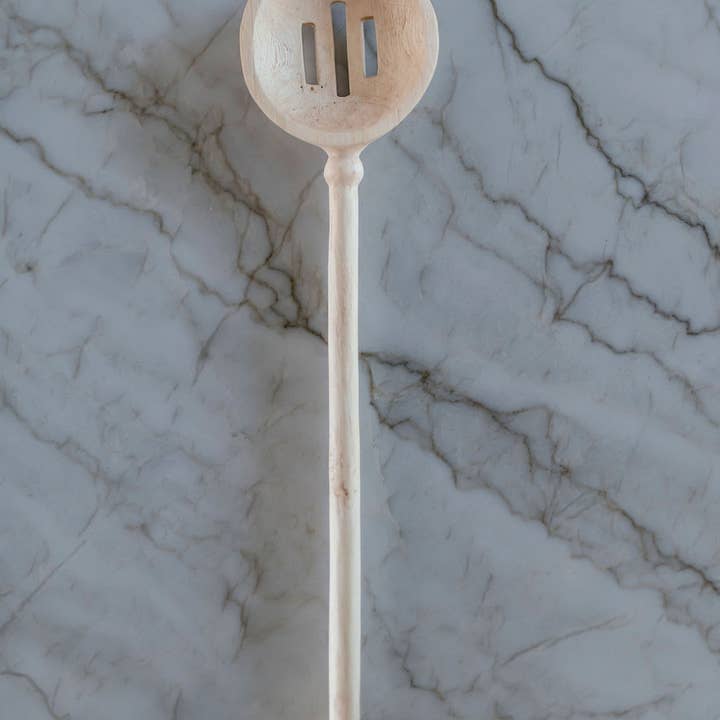 Azizi Life - Wholesale Kitchen Spoon - Hand Carved Wooden Spoon – Merideth Slotted Spoon3