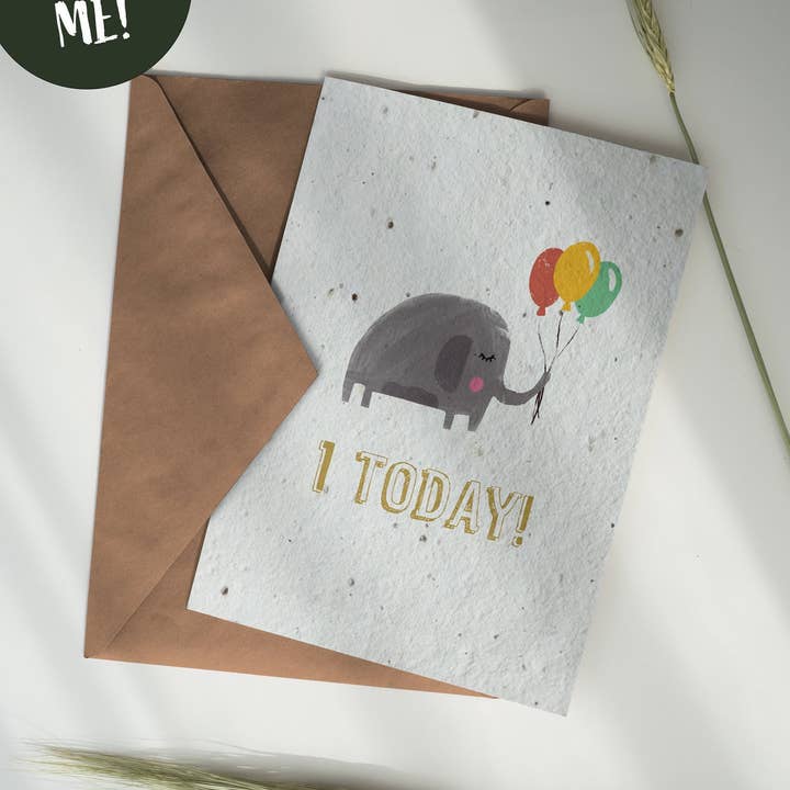 Children’s Birthday Elephant Plantable Card – Custom Age for wholesale by Purcell-Green Studios