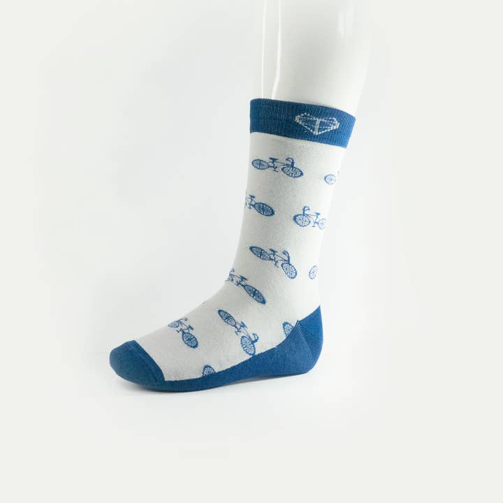 Chaussettes pour hommes, vélo bleu et gris pour la vente par Fern House Collective