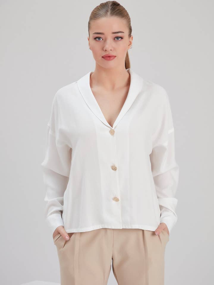 MAR WHITE TENCEL BLOUSE for wholesale by NOACODE