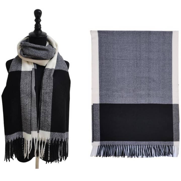 TAPA fashion – wholesale Scarf – Women's – Two Tone Cashmere Feel Block Pattern Scarves SCF6560 (12PC)13