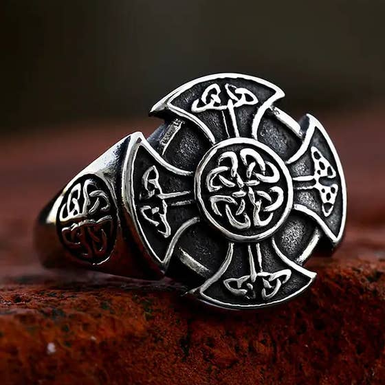 Anel Cruzeiro de Nó Celta Estilo Viking para Homem por atacado de Gemcohub
