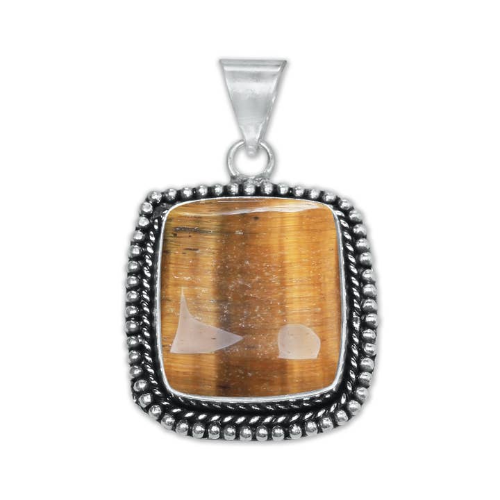 Handmade Jewels - Wholesale Individual Charm/Pendant - Tiger Eye Designer Pendants - Handmade, Silver-Plated, Assorted Designs/Sizes15