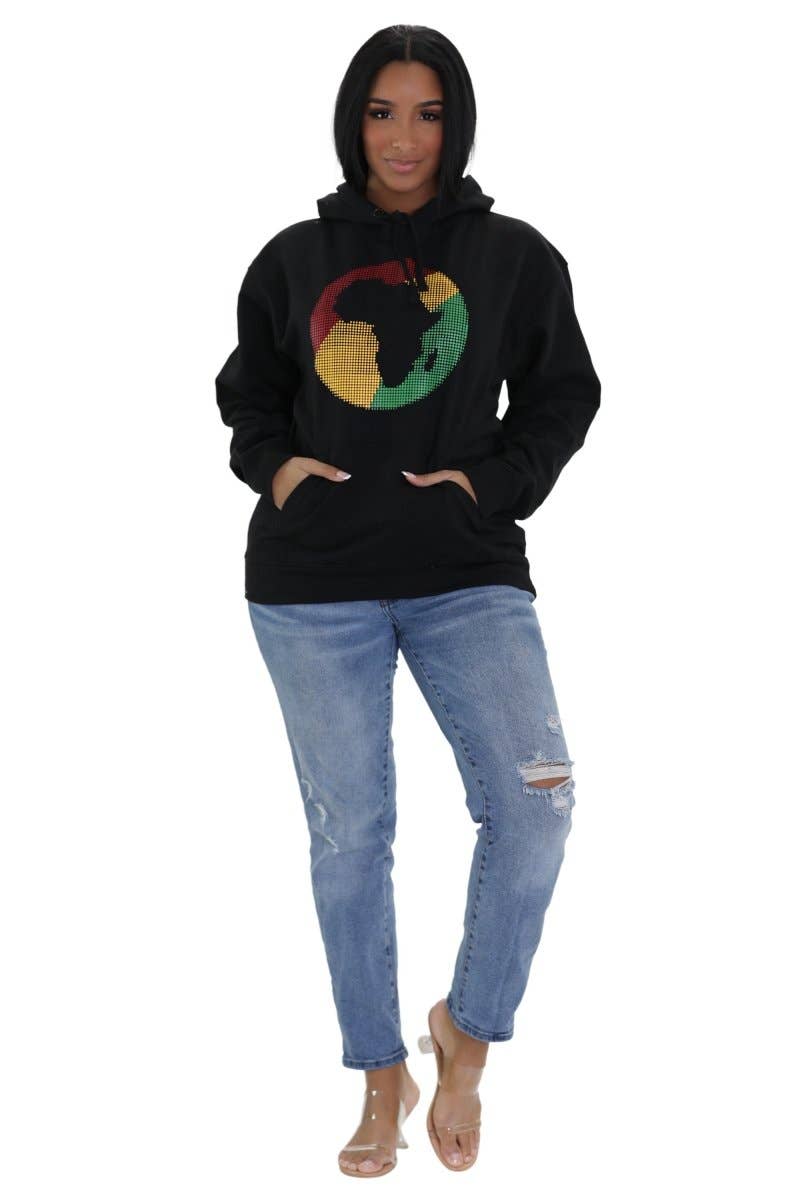 Advance Apparels - Wholesale Hoodie - Women's - Rasta Color Africa Map Hoodie 96122