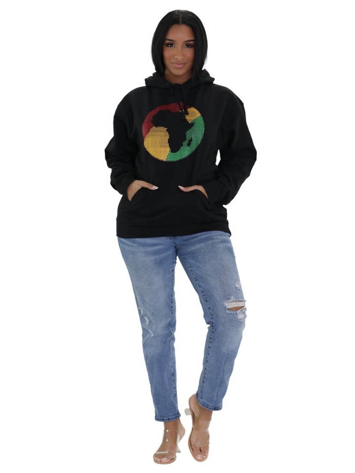 Advance Apparels - Wholesale Hoodie - Women's - Rasta Color Africa Map Hoodie 96122