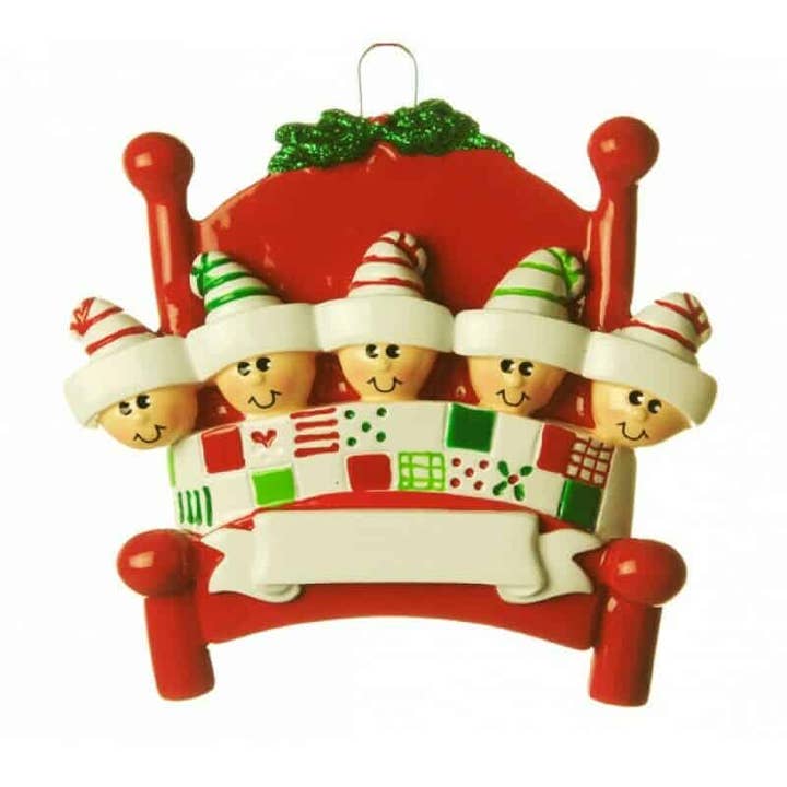 Décoration de Noël personnalisée avec tête de lit - Famille de 5 pour la vente par memory Box