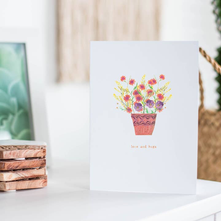 kærlighed og kram delikate blomsterkort for engroshandel hos Angela Savage Illustration