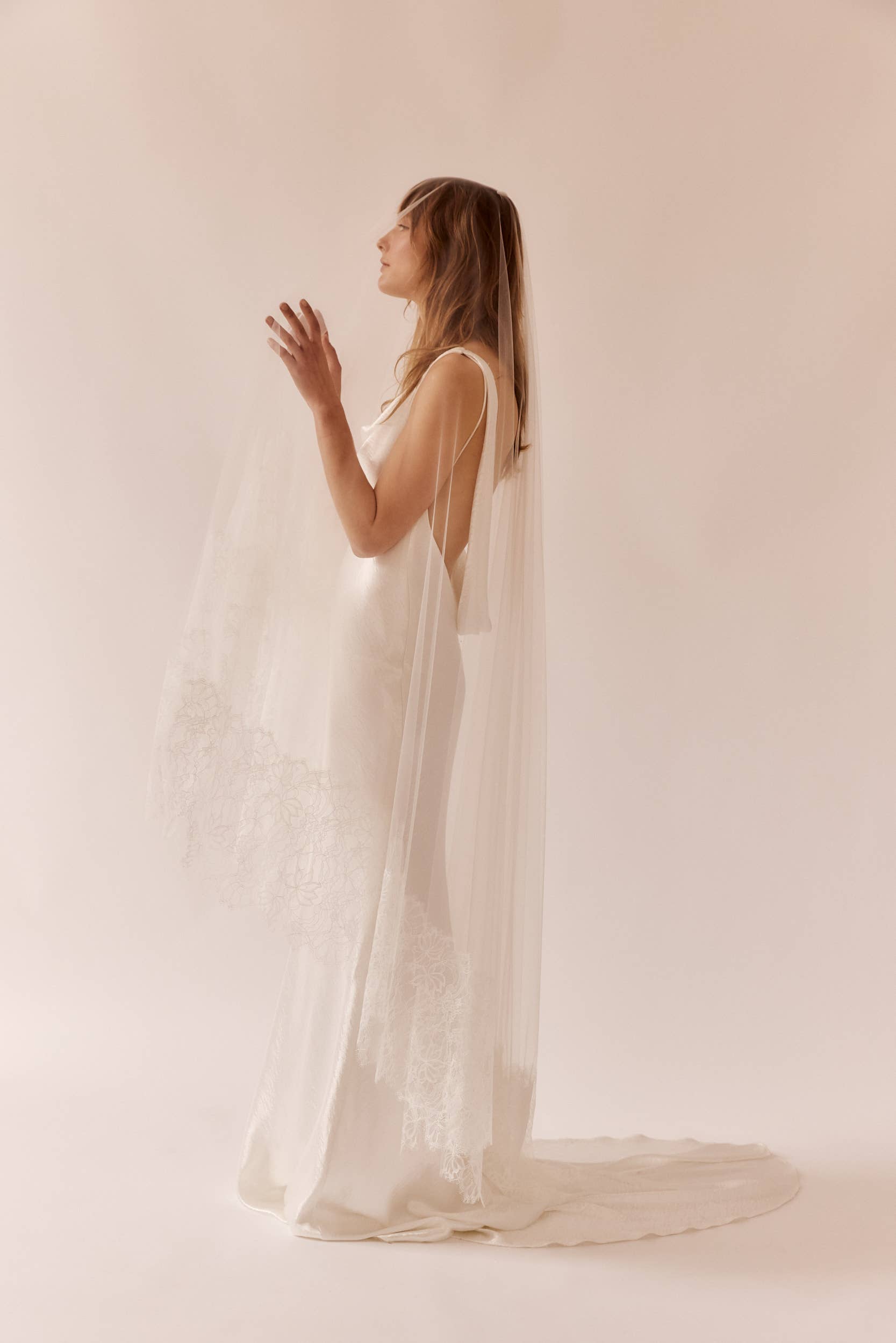 Dove Grey Accessories - Vendita all'ingrosso Velo - Donna - Velo a Caduta con Ampio Pizzo Rosa3