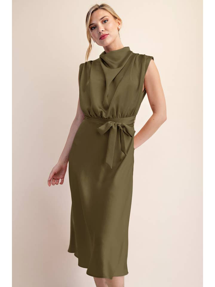 Glam - Wholesale Dress - Women's - Cowl Neck Midi Dress6