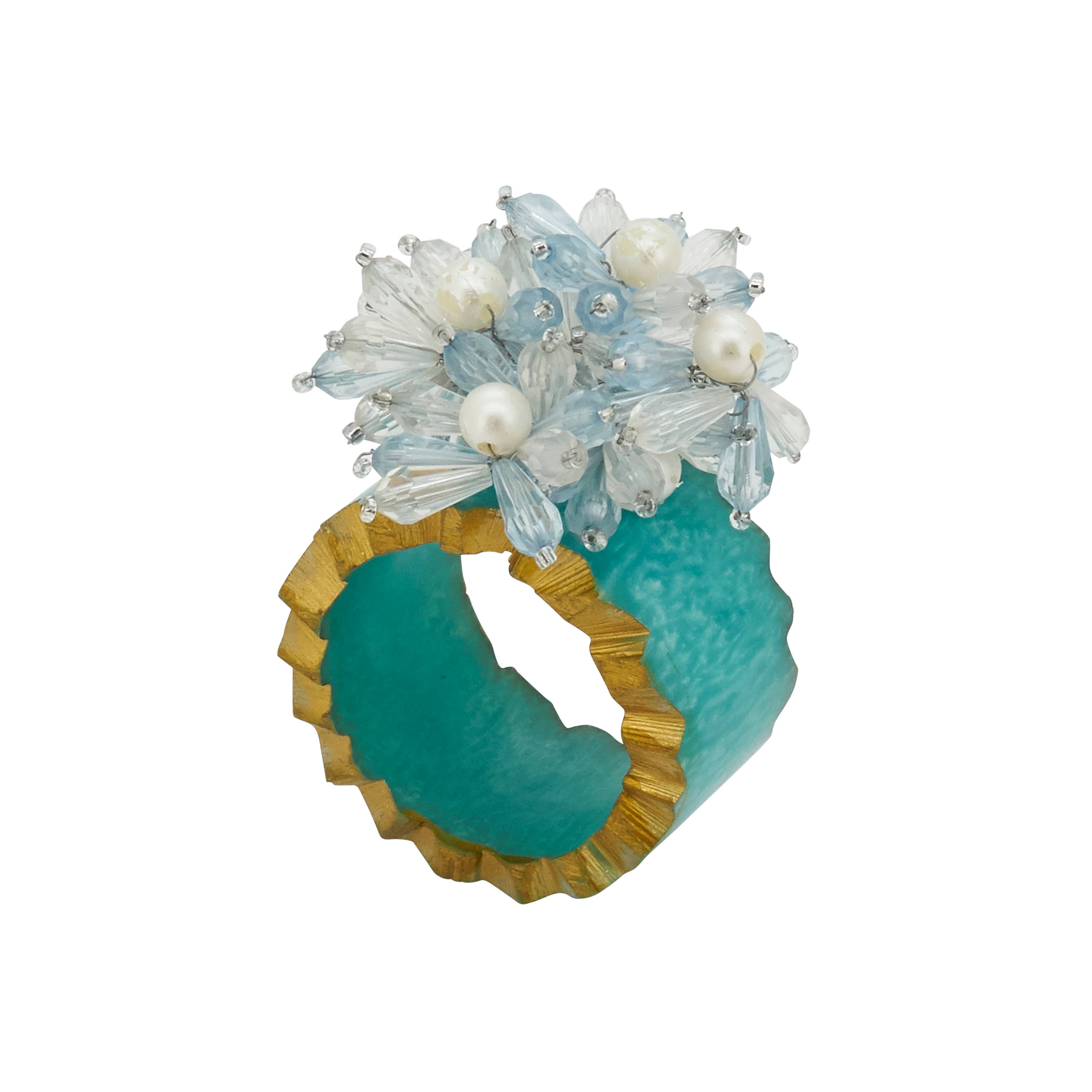 Saro Lifestyle - Wholesale Napkin Ring - Beaded Petal Delight Resin Napkin Ring