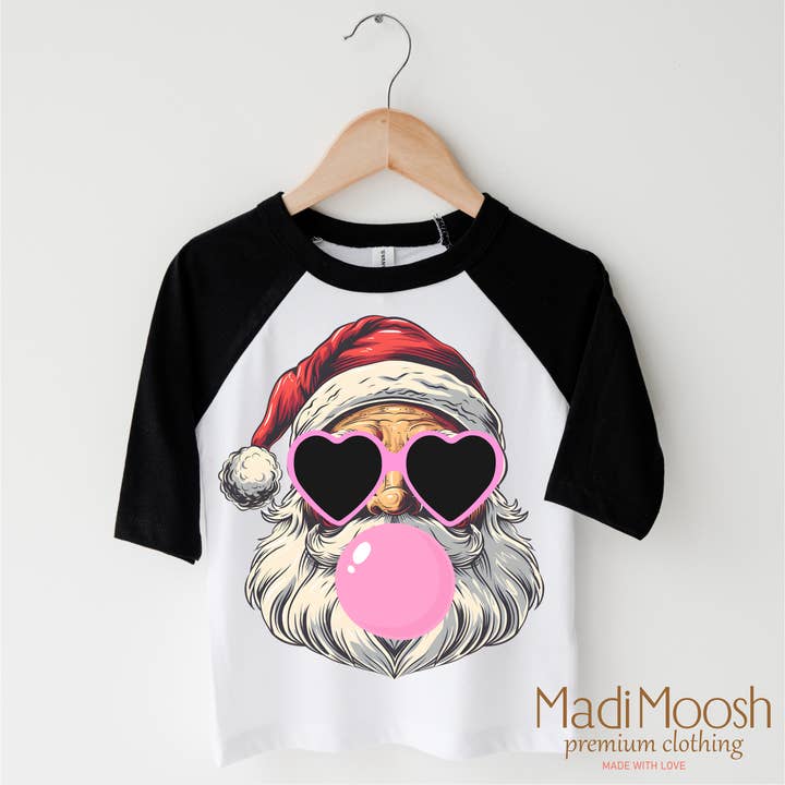 Madi Moosh - Wholesale Screen Printed T-Shirt - Kids - Santa Claus Blowing Bubbles Christmas Shirt - Christmas Tee3