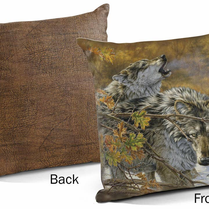 PILLOW WOLF BODY LANG 18" SQUARE for wholesale by Art Brand Studios